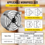Drill & Screwdriver Accessories: VEVOR Metal Lathe Chuck 4-Jaw Independent 5 inch Cast Iron Milling Turning CNC