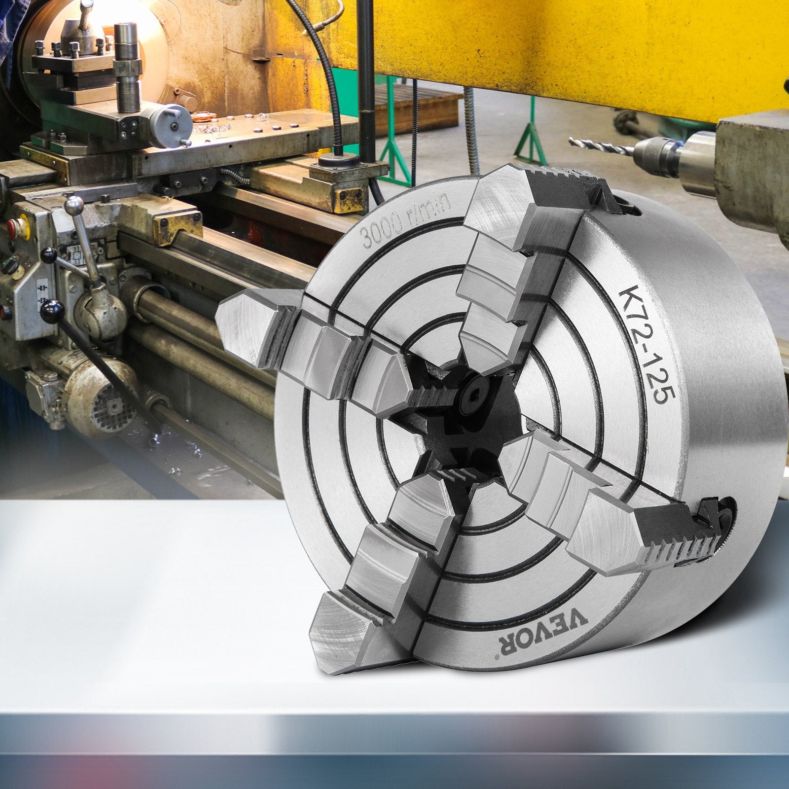 Drill & Screwdriver Accessories: VEVOR Metal Lathe Chuck 4-Jaw Independent 5 inch Cast Iron Milling Turning CNC