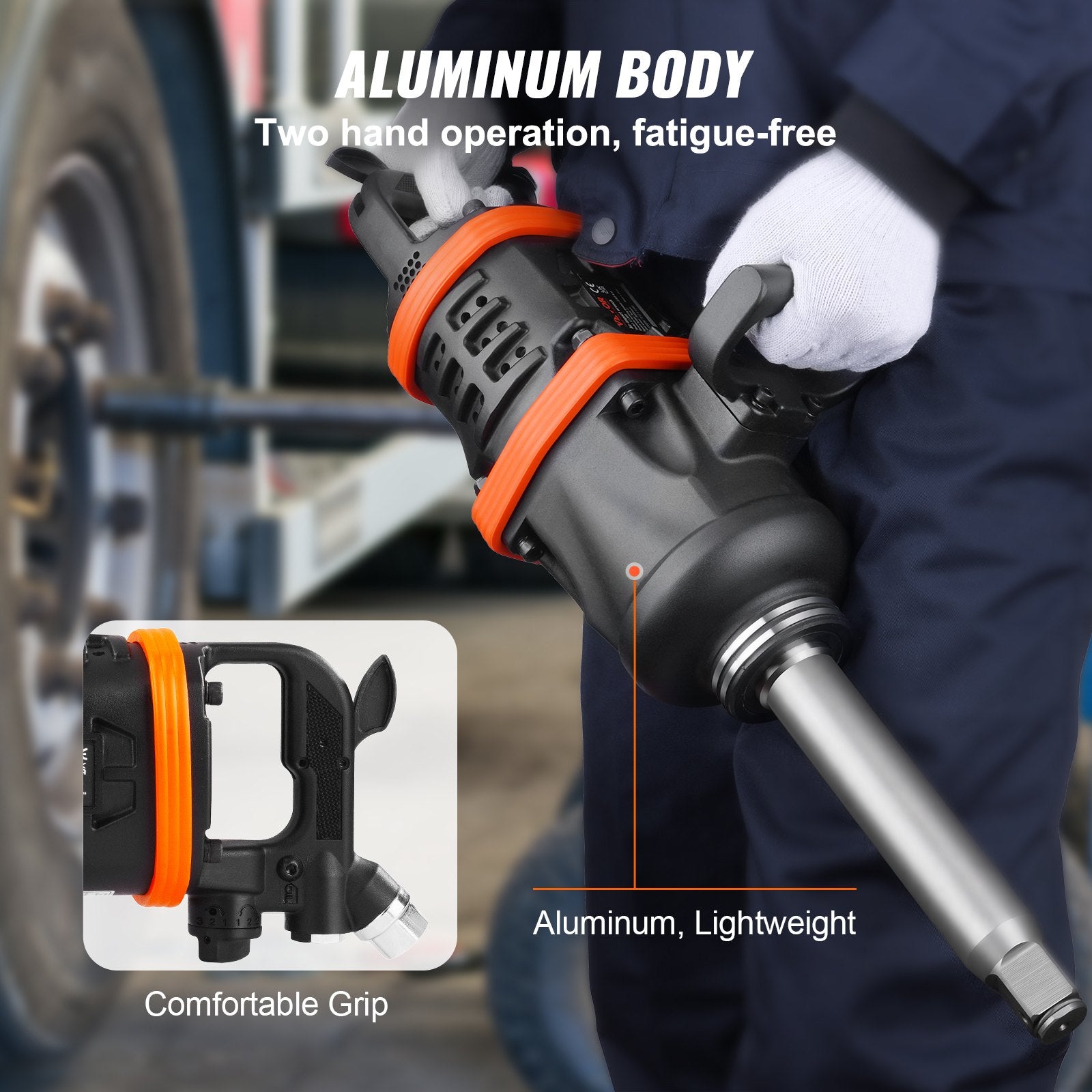 Hammers: VEVOR 1 Inch Air Impact Wrench, Up to 5175 ft-lbs Beast Reverse Torque Output Pneumatic Impact Gun w/ 8 Inch Extended Anvil for Repairs_nd_aintenance of Heavy Duty Machinery / Semi-Truck / Bus