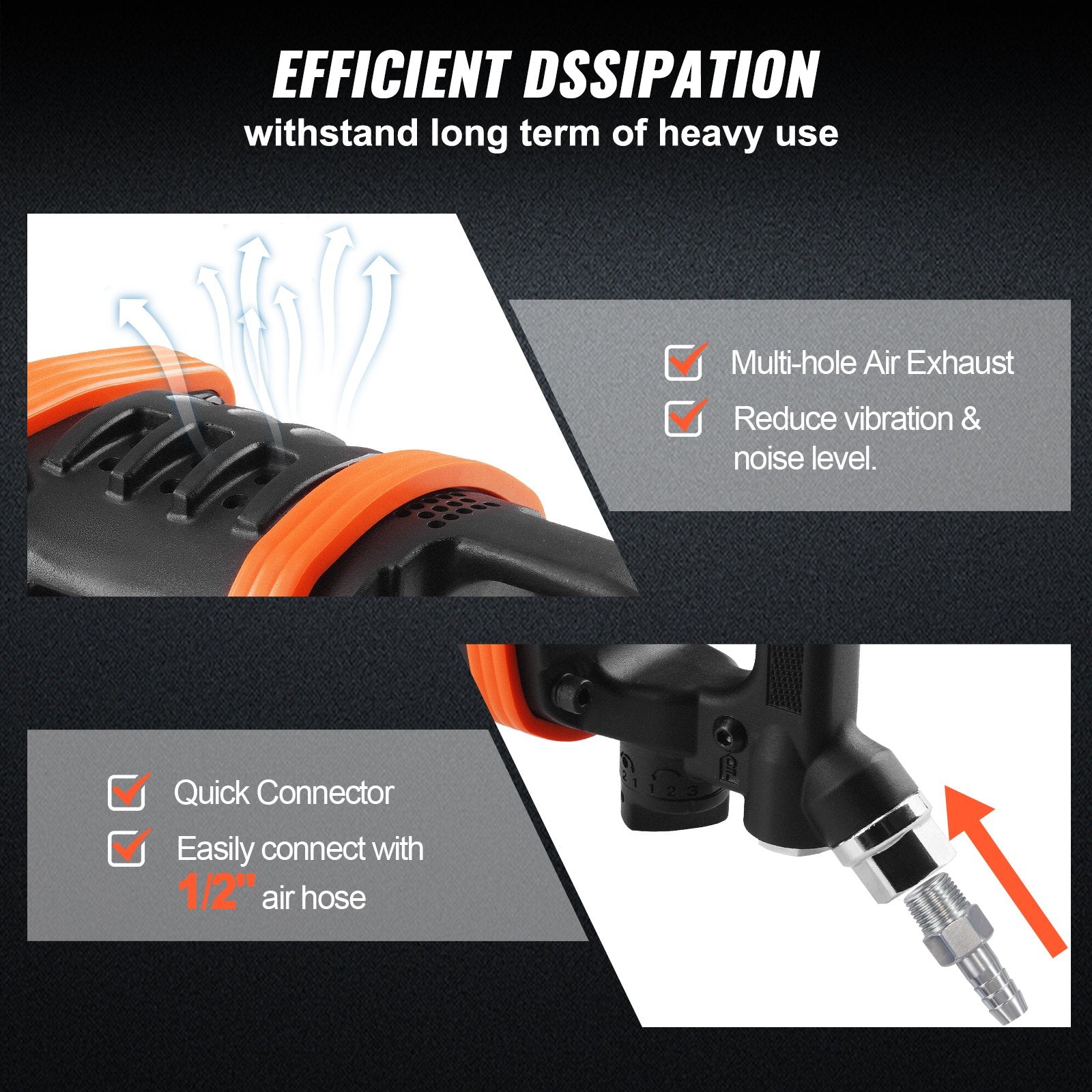Hammers: VEVOR 1 Inch Air Impact Wrench, Up to 5175 ft-lbs Beast Reverse Torque Output Pneumatic Impact Gun w/ 8 Inch Extended Anvil for Repairs_nd_aintenance of Heavy Duty Machinery / Semi-Truck / Bus