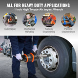 Hammers: VEVOR 1 Inch Air Impact Wrench, Up to 5175 ft-lbs Beast Reverse Torque Output Pneumatic Impact Gun w/ 8 Inch Extended Anvil for Repairs_nd_aintenance of Heavy Duty Machinery / Semi-Truck / Bus