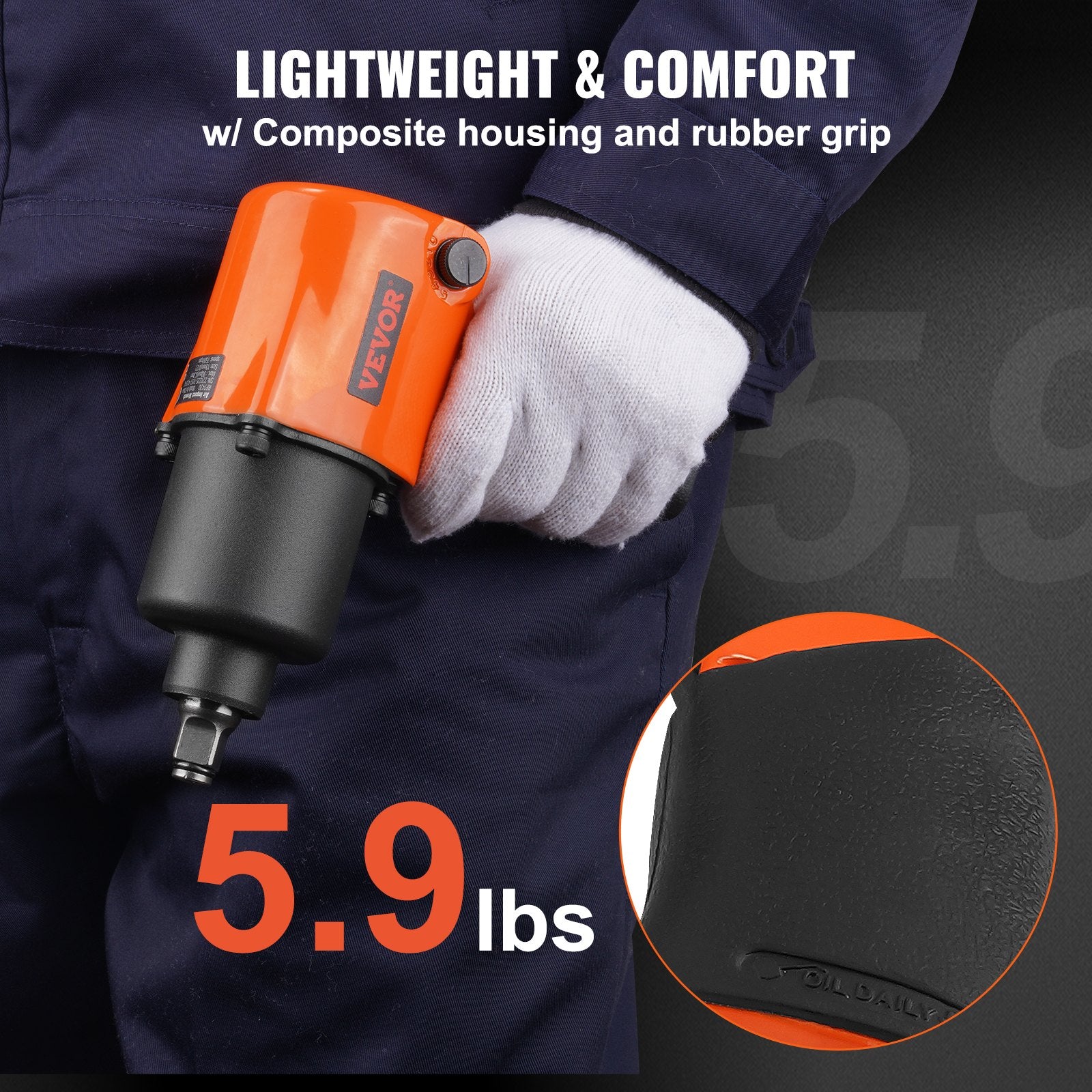 Automotive Repair & Speciality Tools: VEVOR Air Impact Wrench 1/2" Square Drive 880ft-lbs Nut-busting Torque 90-120PSI
