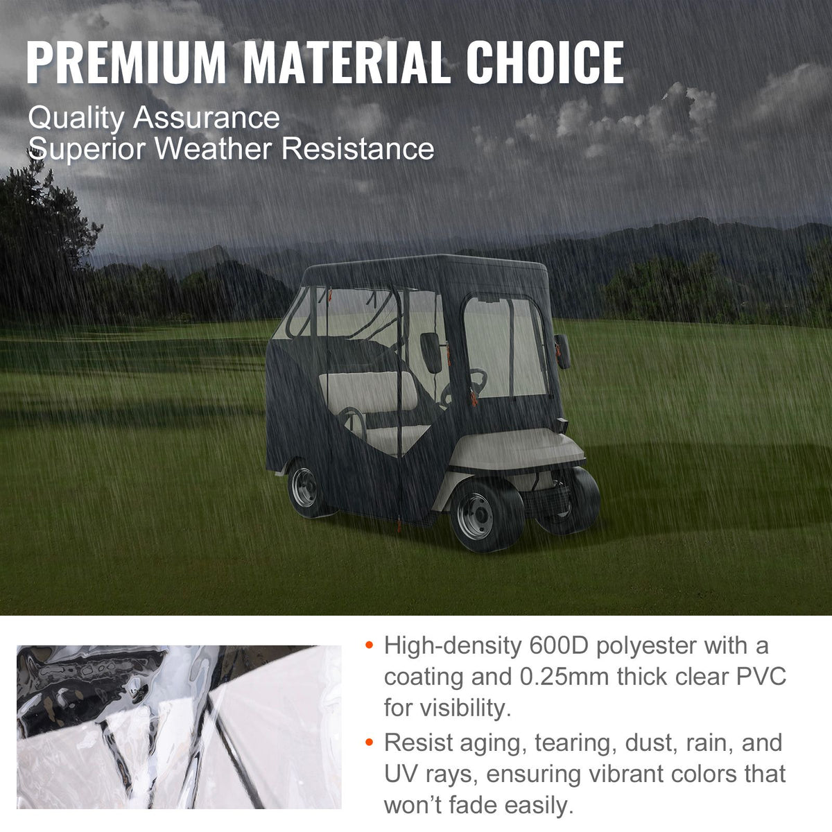 Golf Cart Enclosure, Polyester Driving Enclosure, Club Car Covers Suitable for 2-Seater Golf Carts, Sunproof and Dustproof Outdoor Cart Cover