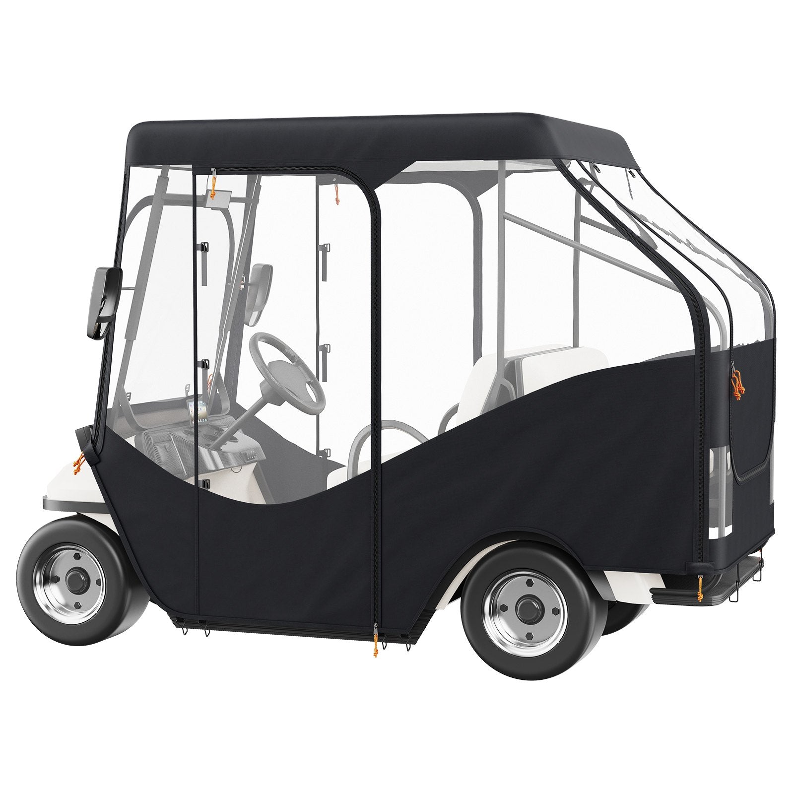 Golf Cart Enclosure, 420D Polyester Driving Enclosure with 4-Sided Transparent Windows, 4 Passenger Club Car Covers Universal Fits for Most Brand Carts, Sunproof and Dustproof Outdoor Cart Cover