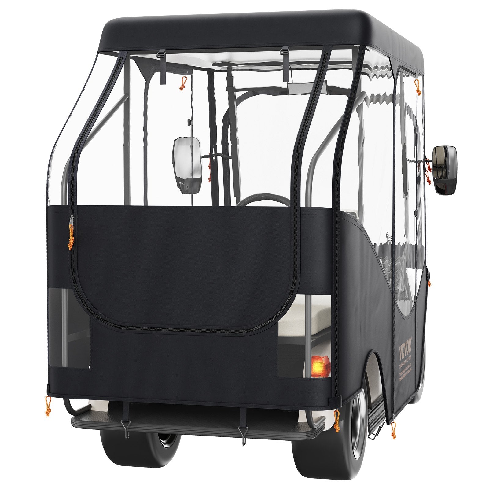 Golf Cart Enclosure, 420D Polyester Driving Enclosure with 4-Sided Transparent Windows, 4 Passenger Club Car Covers Universal Fits for Most Brand Carts, Sunproof and Dustproof Outdoor Cart Cover