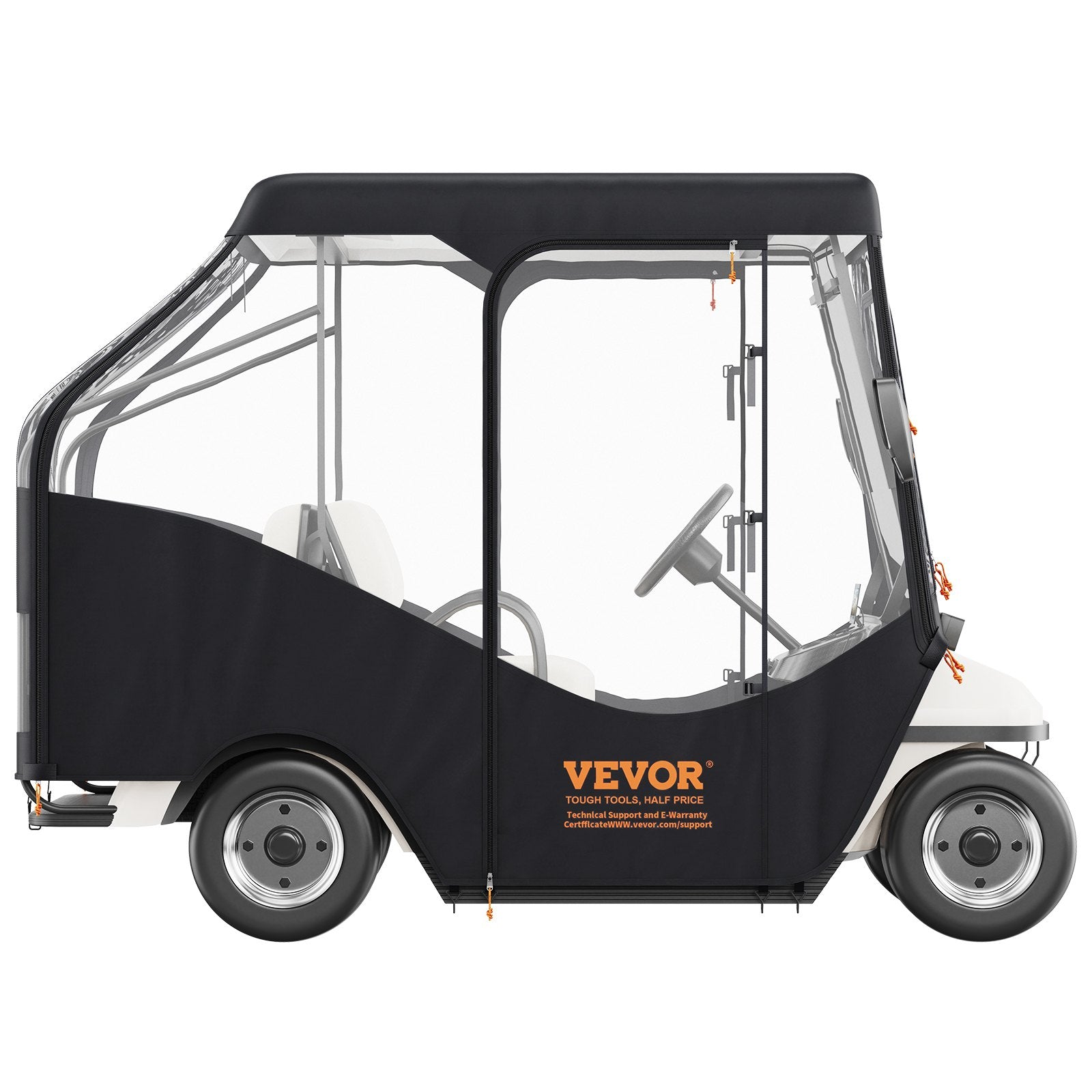 Golf Cart Enclosure, 420D Polyester Driving Enclosure with 4-Sided Transparent Windows, 4 Passenger Club Car Covers Universal Fits for Most Brand Carts, Sunproof and Dustproof Outdoor Cart Cover
