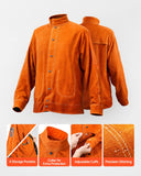 Women's Jackets & Coats: VEVOR Flame-Resistant Welding Jacket Heavy Duty Leather Welding Jacket L Size