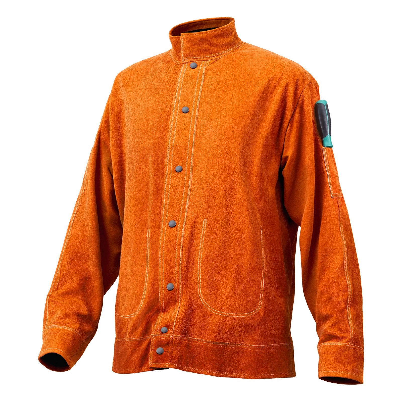 Women's Jackets & Coats: VEVOR Flame-Resistant Welding Jacket Heavy Duty Leather Welding Jacket L Size