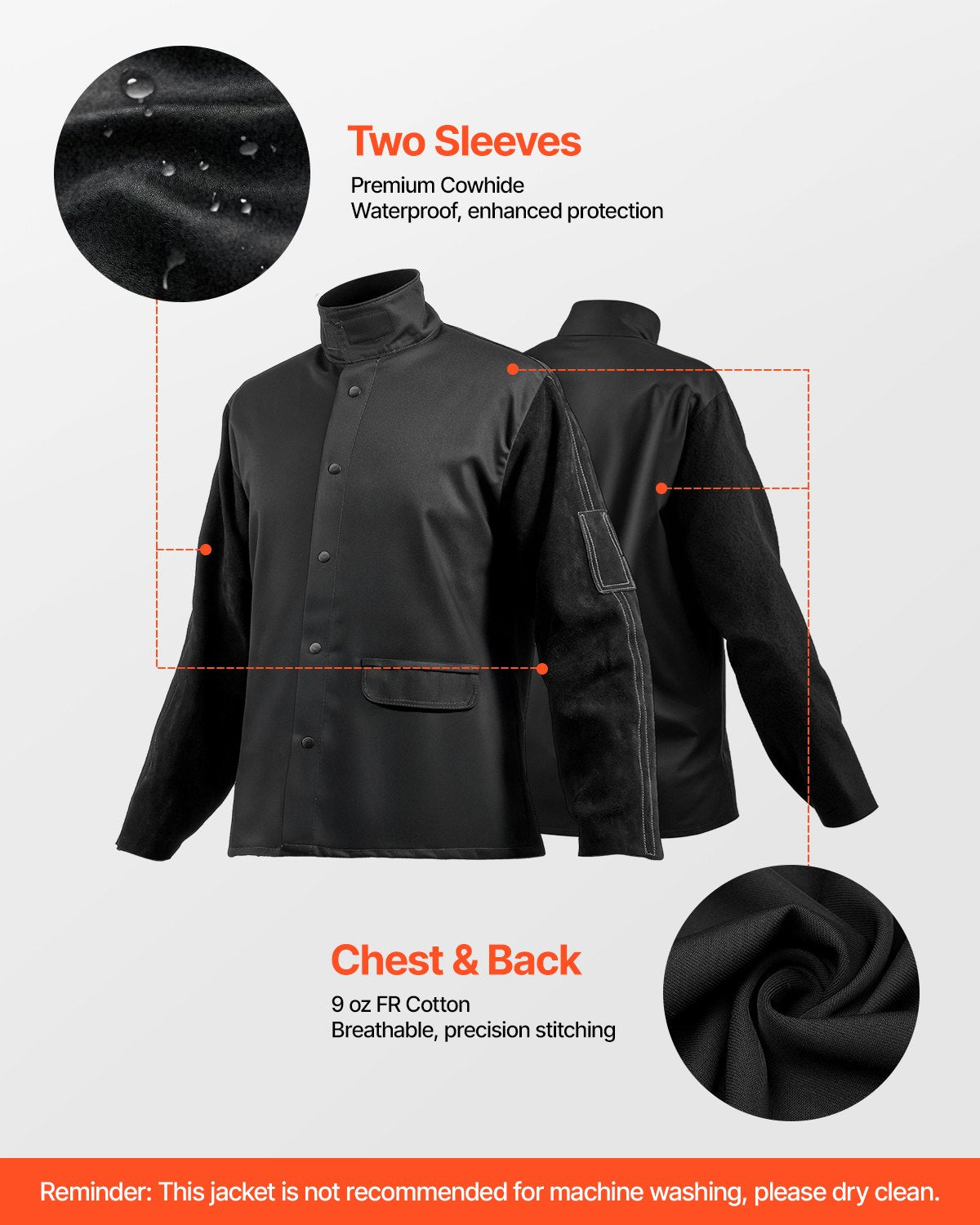 Men's Casual Shoes: VEVOR FR Welding Jacket XXL Size Heavy Duty Cowhide Leather & 9oz FR Cotton