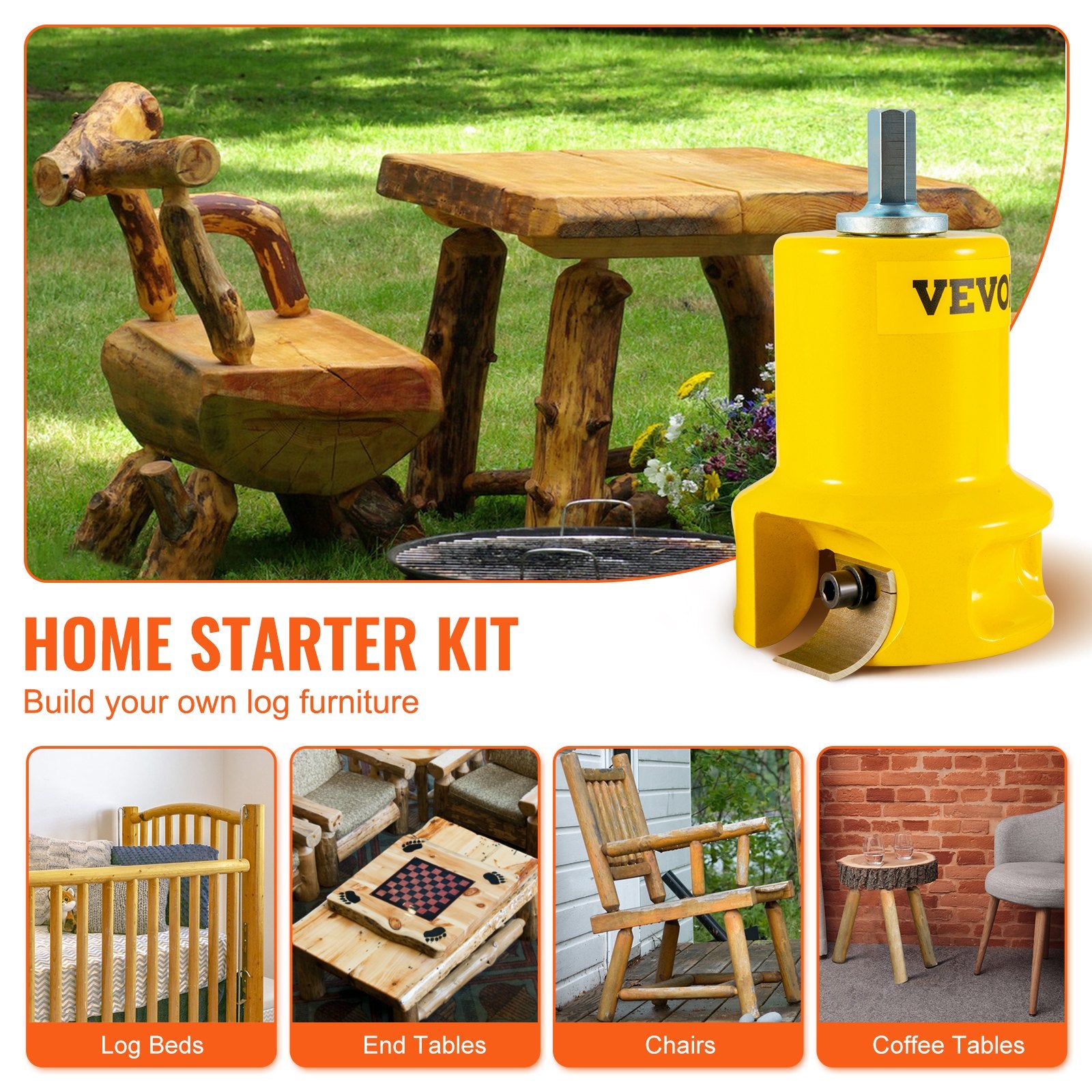 Rebar Cutters: VEVOR Tenon Cutter Log Furniture Kit 1" & 1.5"& 2" w/ Curved Blade for Home DIY