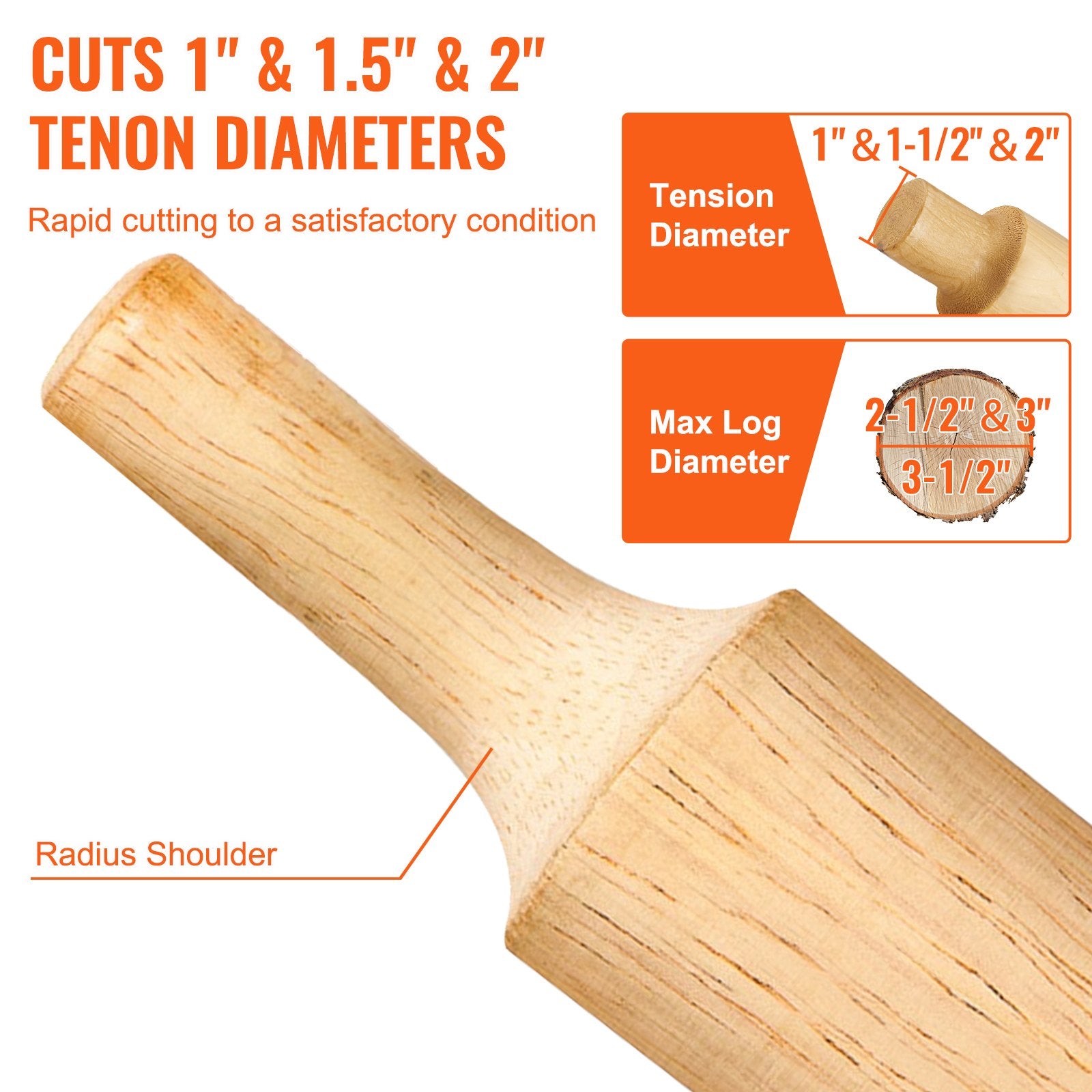 Rebar Cutters: VEVOR Tenon Cutter Log Furniture Kit 1" & 1.5"& 2" w/ Curved Blade for Home DIY