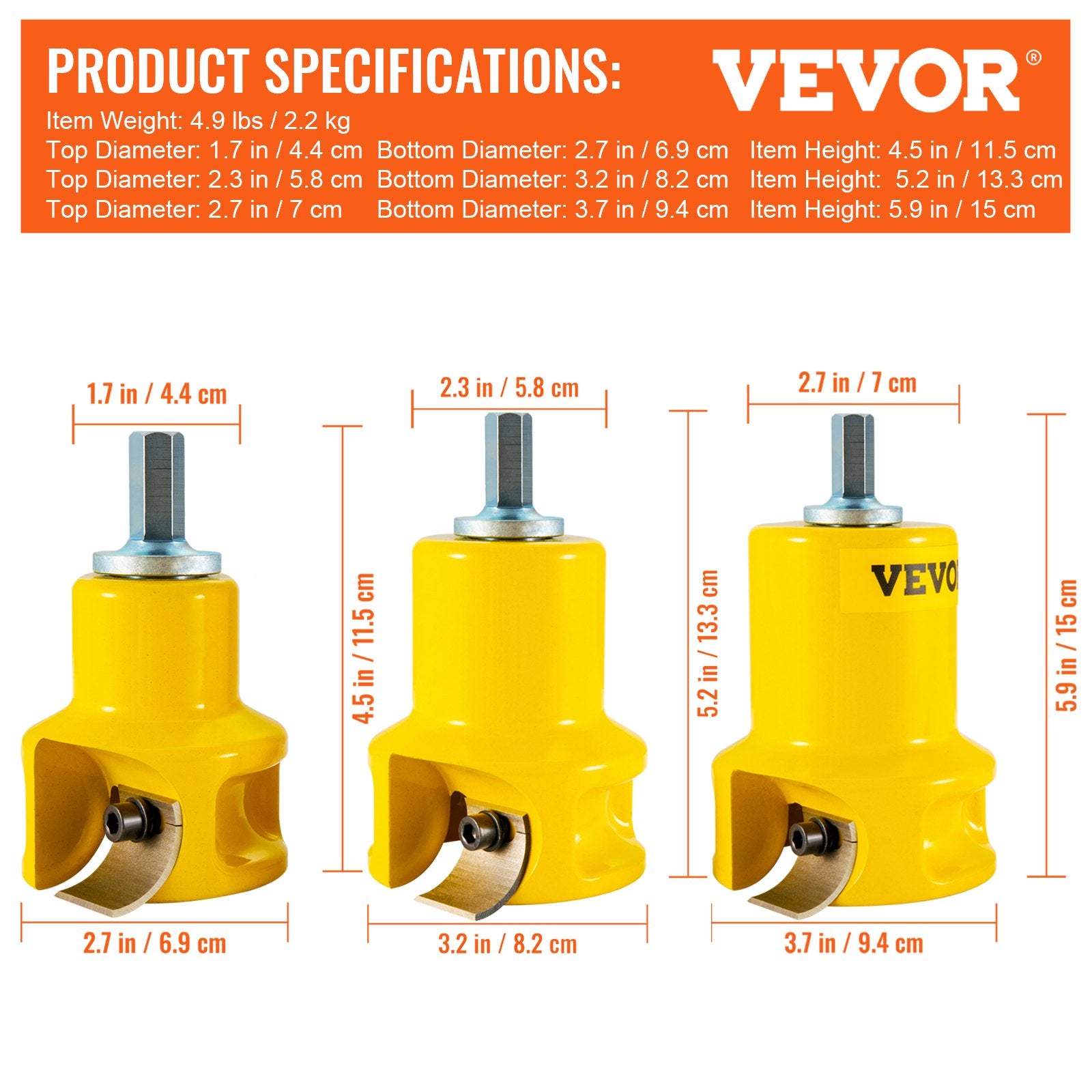 Rebar Cutters: VEVOR Tenon Cutter Log Furniture Kit 1" & 1.5"& 2" w/ Curved Blade for Home DIY