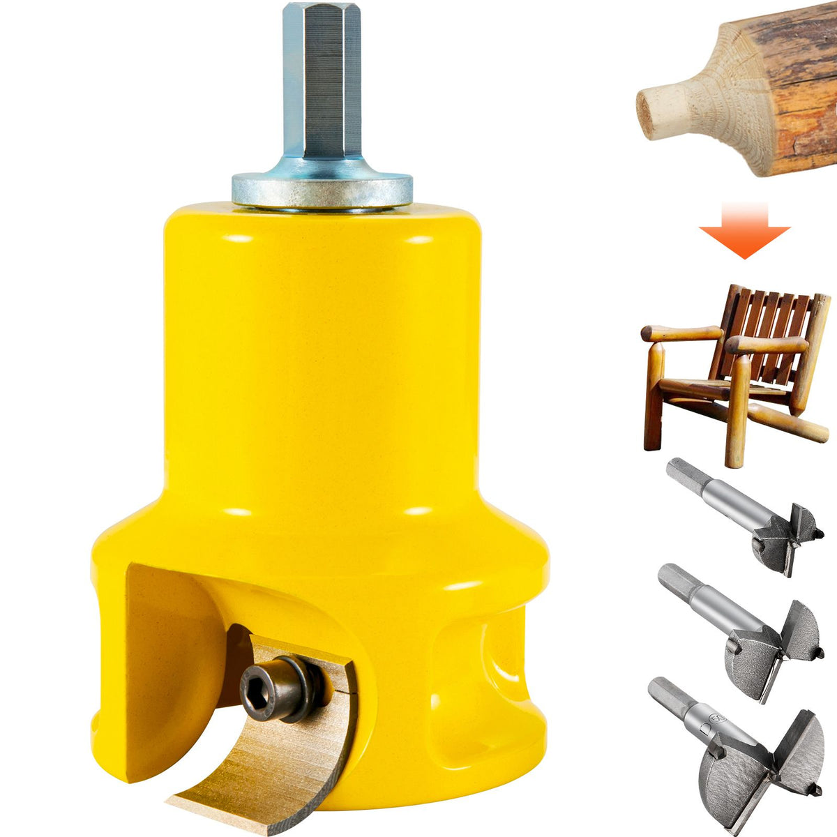 Tenon Cutter, 1.5" / 38 mm Diameter, Premium Aluminum & Steel Log Furniture Cutter, with Dual Curved Blades & Button Screws Home Master Kit, Commercial Woodworking Tool for Home Beginner DIY