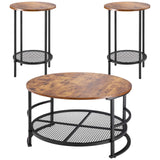 Room Dividers: VEVOR 3 Pieces Round Coffee Table Set 80 cm with 2 End Tables for Living Room