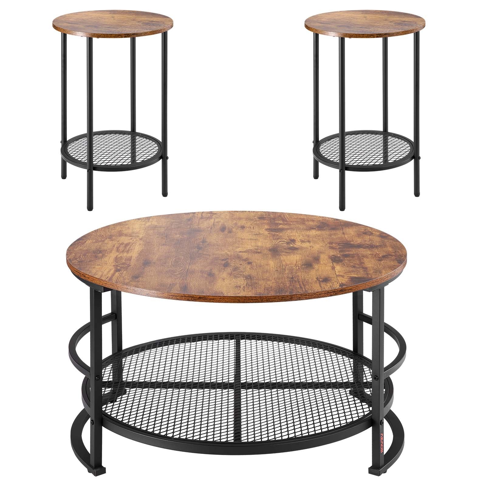 Room Dividers: VEVOR 3 Pieces Round Coffee Table Set 80 cm with 2 End Tables for Living Room