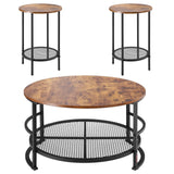 Room Dividers: VEVOR 3 Pieces Round Coffee Table Set 80 cm with 2 End Tables for Living Room