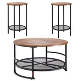 Room Dividers: VEVOR 3 Pieces Round Coffee Table Set 80 cm with 2 End Tables for Living Room
