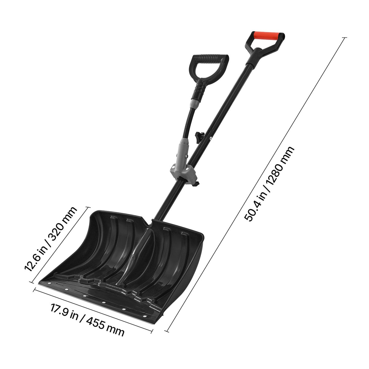 Snow Shovel for Driveway, 45.5cm Wide Snow Shovel with Assist D-shaped Handles, Non Slip Grip, Large Capacity Snowplow Shovels, Lightweight Snows Removal Tool for Garden Car Camping Outdoors