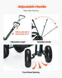 Kitchen & Dining Trolleys: VEVOR Rolling Garden Cart with Swivel Seat Wheels Extendable Handle Storage Box
