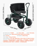 Kitchen & Dining Trolleys: VEVOR Rolling Garden Cart with Swivel Seat Wheels Extendable Handle Storage Box