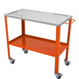 Utility Trolleys: VEVOR 36" x 18" Welding Table, 1200lbs Load Capacity Steel Welding Workbench Table on Wheels, Portable Work Bench with Braking Lockable Casters, 4 Tool Slots, 5/8-inch Fixture Holes, Tool Tray