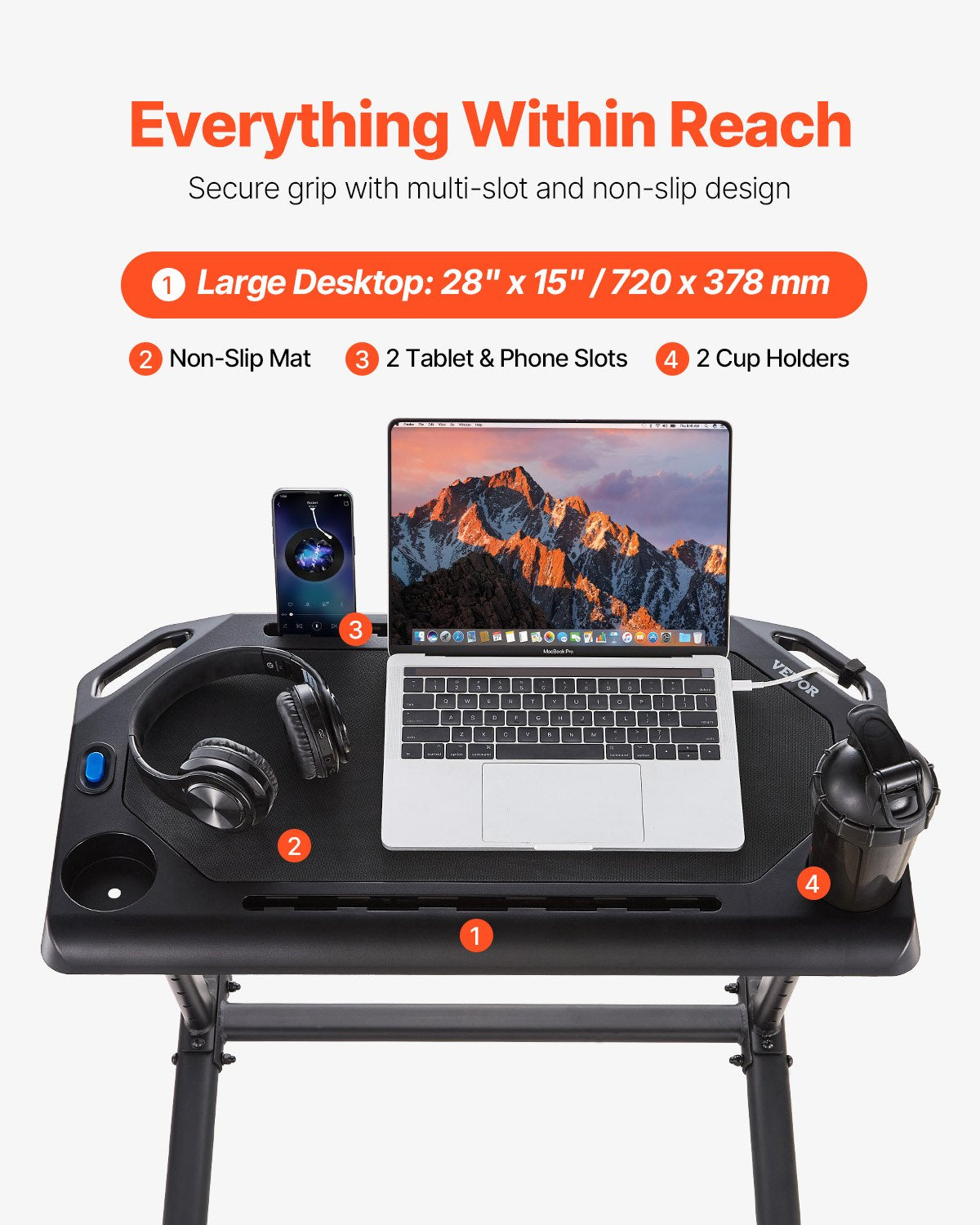 Bicycle Stands & Storage: VEVOR Mobile Cycling Desk Foldable Bike Trainer Fitness Desk with Lockable Wheel