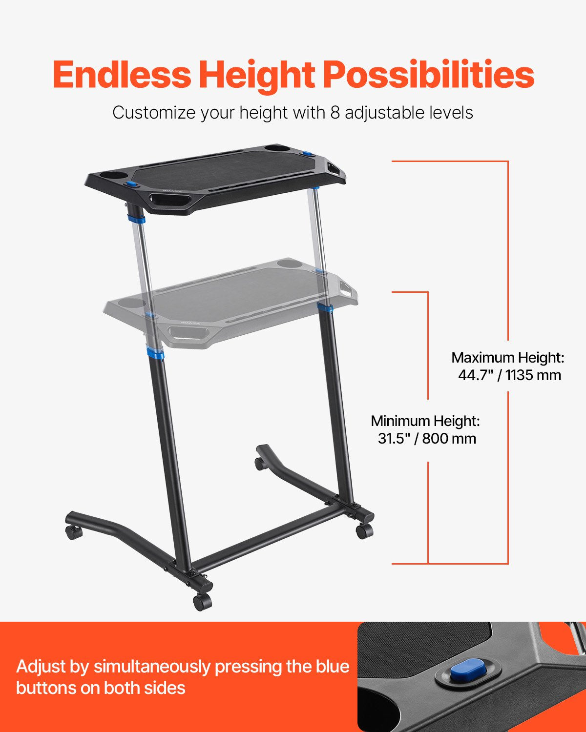 Bicycle Stands & Storage: VEVOR Mobile Cycling Desk Foldable Bike Trainer Fitness Desk with Lockable Wheel