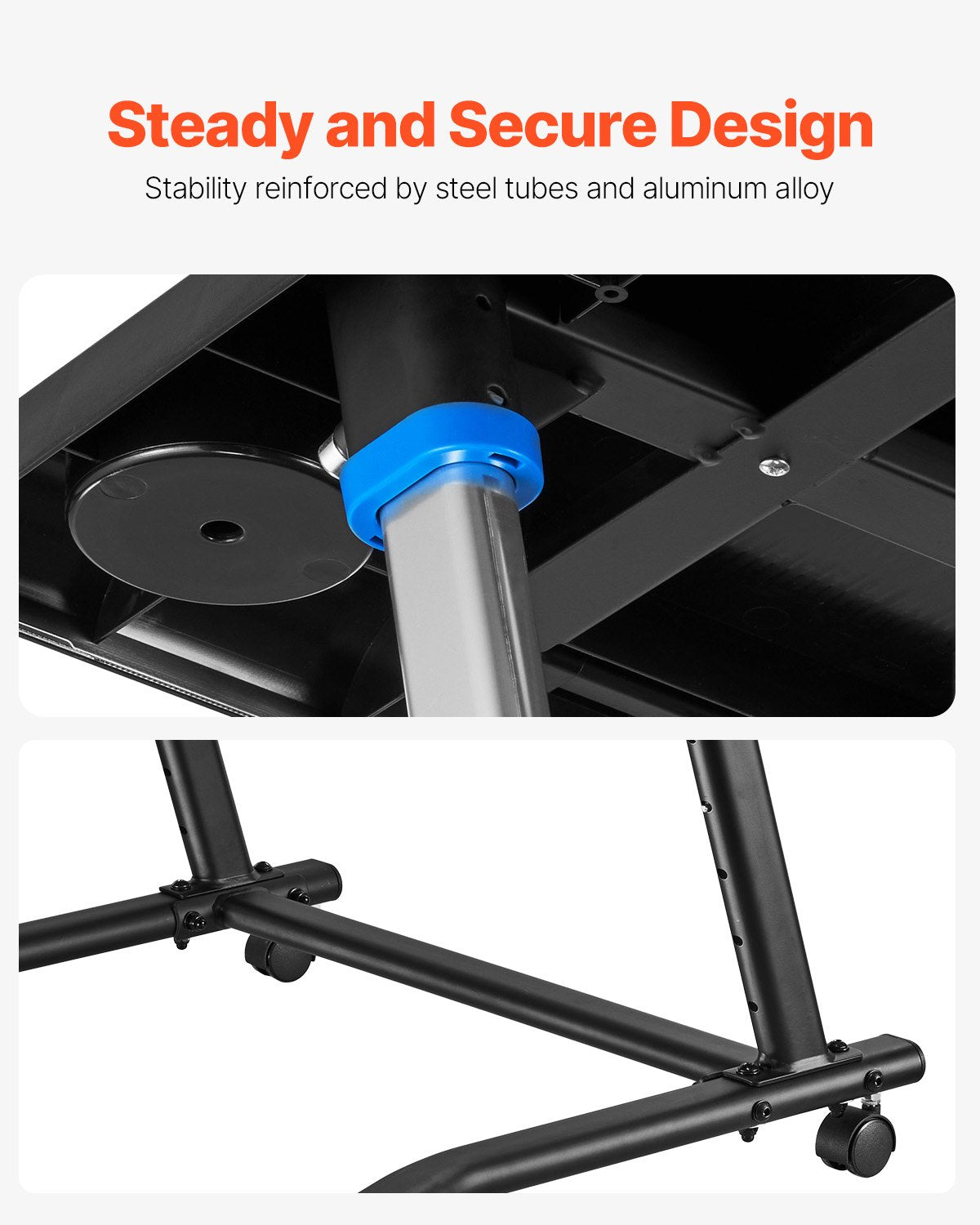 Bicycle Stands & Storage: VEVOR Mobile Cycling Desk Foldable Bike Trainer Fitness Desk with Lockable Wheel