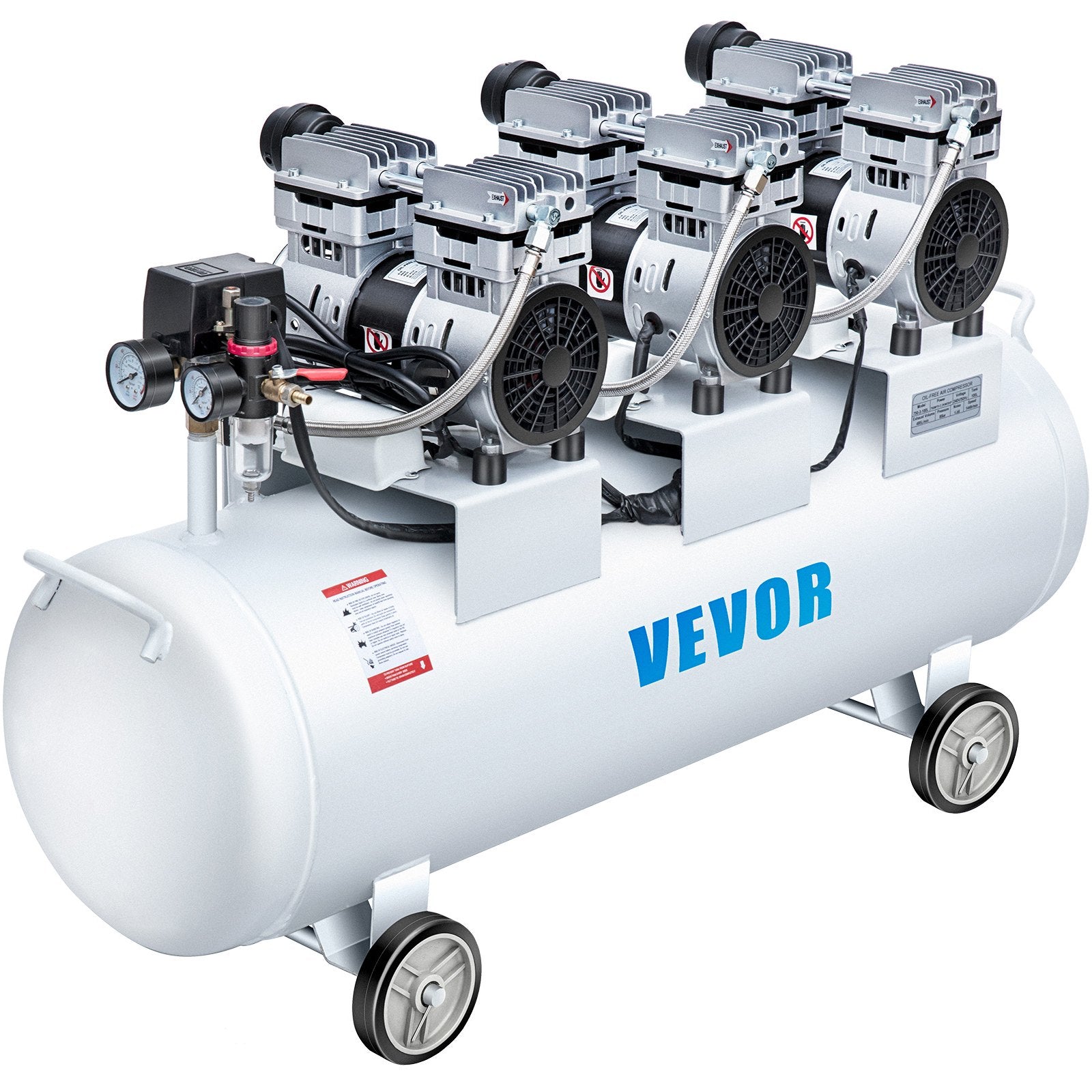 Air Compressors: VEVOR Oil Free Air Compressor Air Compressor Tank 100L 3HP Ultra Silent Inflator
