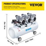 Air Compressors: VEVOR Oil Free Air Compressor Air Compressor Tank 100L 3HP Ultra Silent Inflator