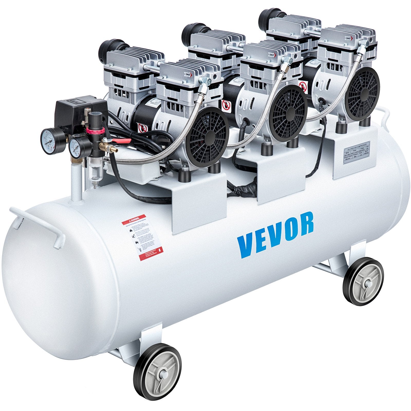 Air Compressors: VEVOR Oil Free Air Compressor Air Compressor Tank 100L 3HP Ultra Silent Inflator