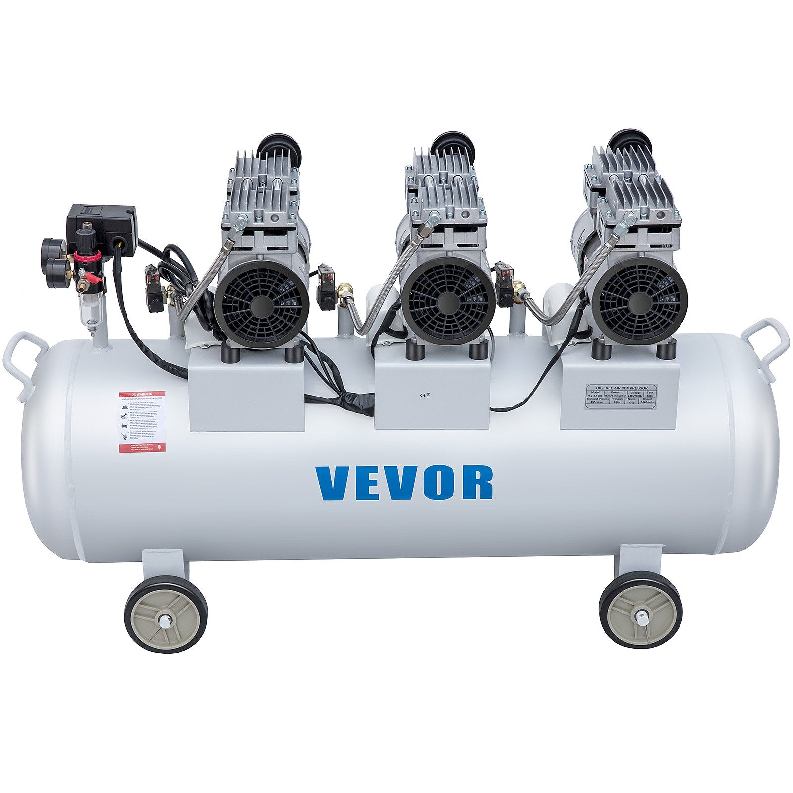 Air Compressors: VEVOR Oil Free Air Compressor Air Compressor Tank 100L 3HP Ultra Silent Inflator
