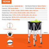 Basketball & Basketball Accessories: VEVOR Foldable Tennis Ball Hopper, Holds 150 Tennis Balls, Lightweight Aluminum Alloy Tennis Ball Basket Cart with Wheels, Removable Bag, Carry Bag, Portable Sports Teaching Cart for Tennis Player