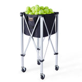 Table Tennis: VEVOR Foldable Tennis Ball Hopper, Holds 180 Tennis Balls, Lightweight Aluminum Alloy Tennis Ball Basket Cart with Wheels, Removable Bag, Carry Bag, Portable Sports Teaching Cart for Tennis Player
