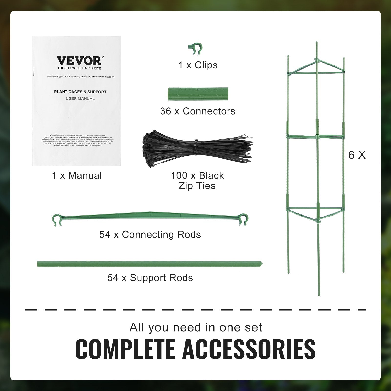 Gardening Tools: VEVOR 6 Packs Tomato Cages for Garden, 1230 mm Tomato Trellis Plant Stakes Support, Stackable Tall Plant Support Cage, for Raised Garden Bed, Vegetables Flowers and Climbing Plants