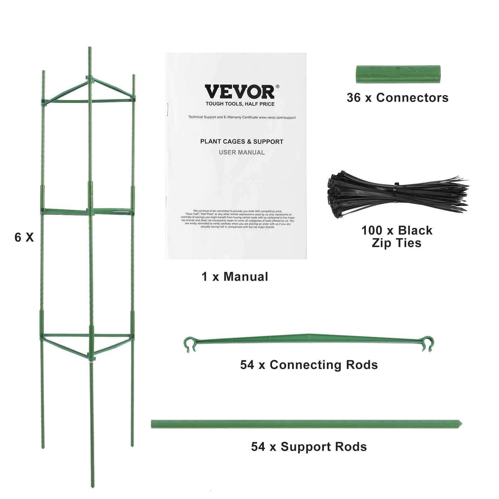 Gardening Tools: VEVOR 6 Packs Tomato Cages for Garden, 1230 mm Tomato Trellis Plant Stakes Support, Stackable Tall Plant Support Cage, for Raised Garden Bed, Vegetables Flowers and Climbing Plants