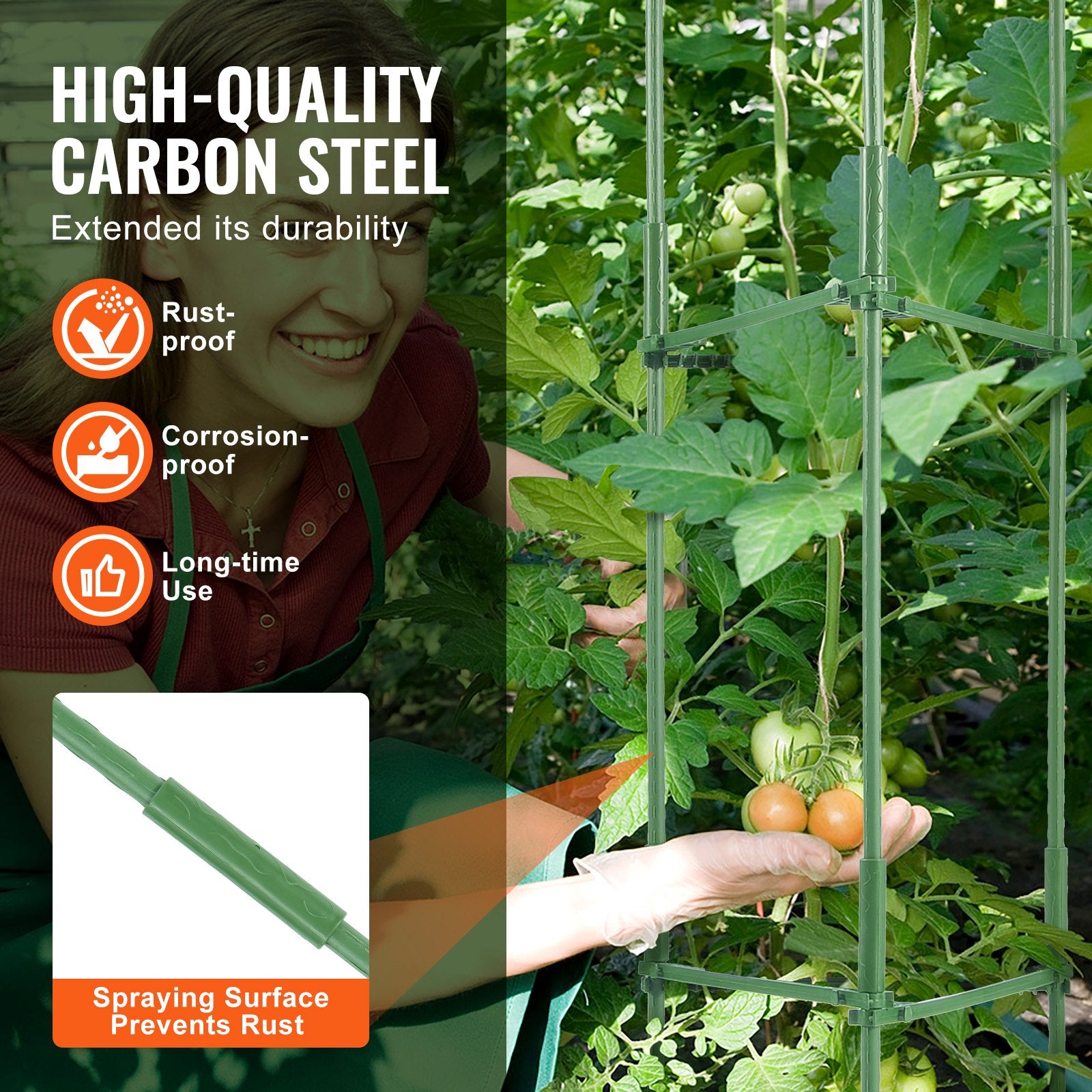 Gardening Tools: VEVOR 4 Packs Tomato Cages for Garden 1620 mm Tomato Plant Stakes Support Cage