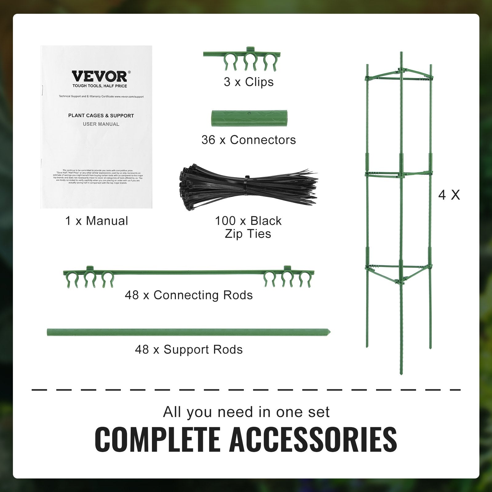 Gardening Tools: VEVOR 4 Packs Tomato Cages for Garden 1620 mm Tomato Plant Stakes Support Cage