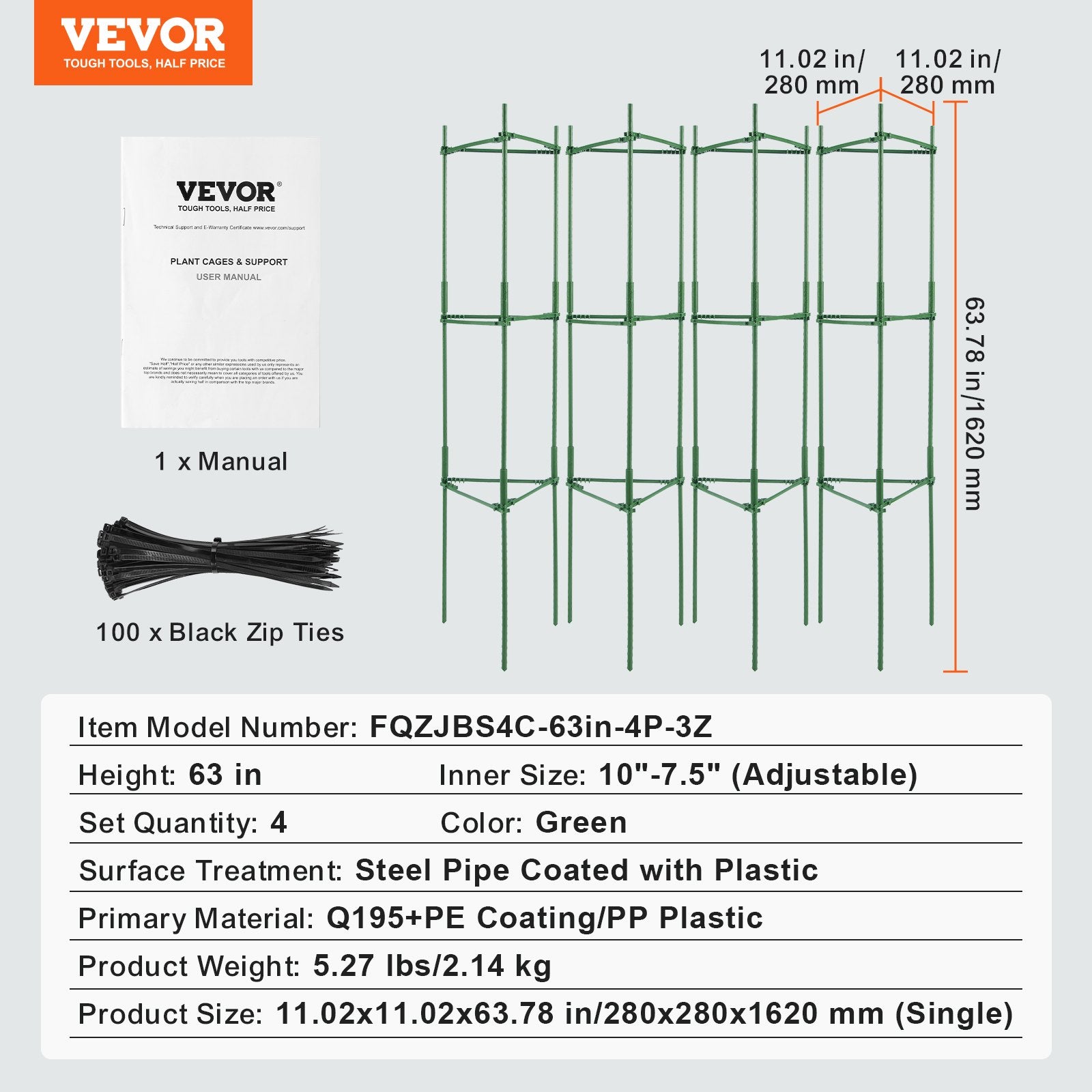 Gardening Tools: VEVOR 4 Packs Tomato Cages for Garden 1620 mm Tomato Plant Stakes Support Cage