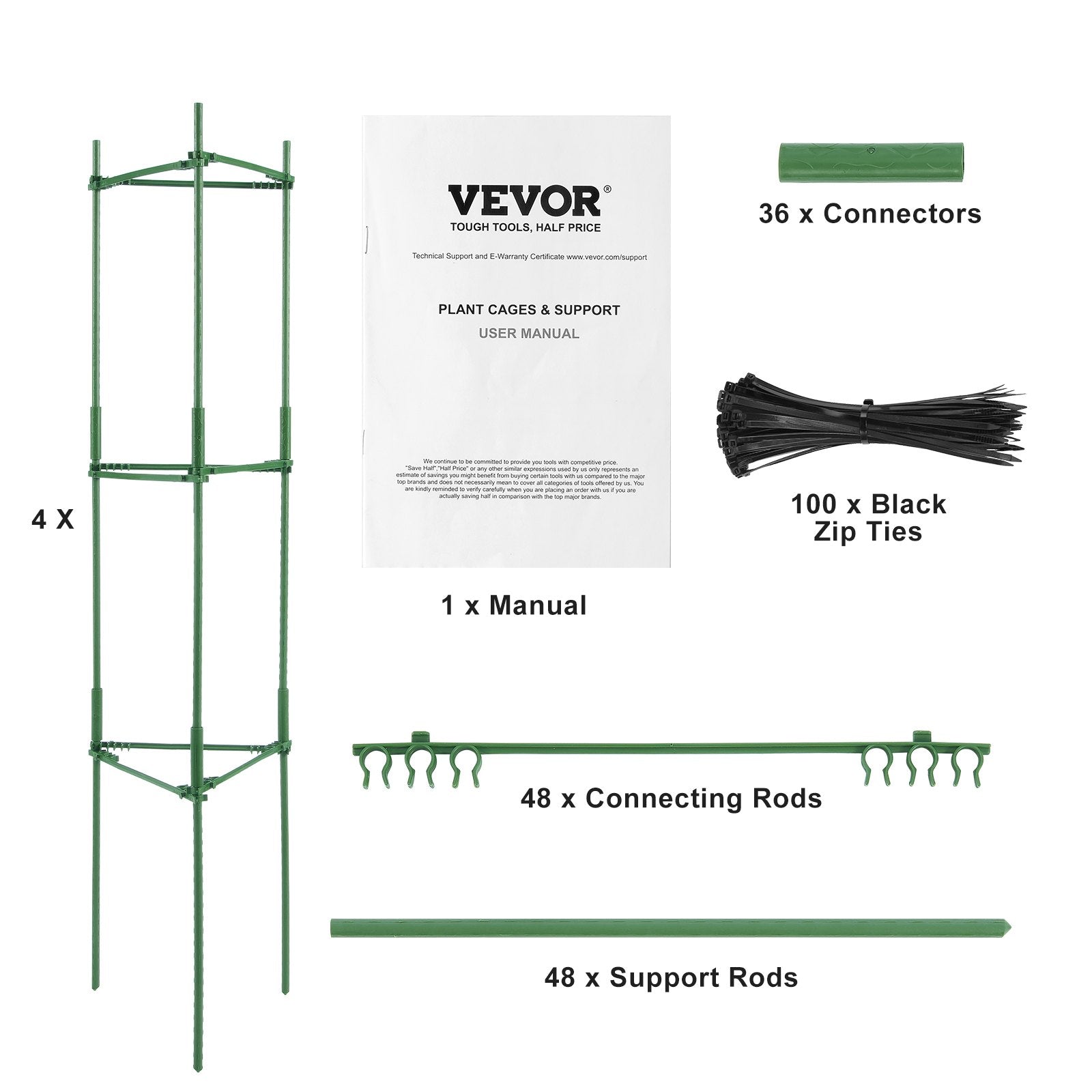 Gardening Tools: VEVOR 4 Packs Tomato Cages for Garden 1620 mm Tomato Plant Stakes Support Cage