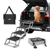 Dog Steps & Ramps: VEVOR Dog Stair for Cars 4-step Folding Dog Steps Aluminum Loads up to 150 lbs, Foldable 24-25.4 in Adjustable Height