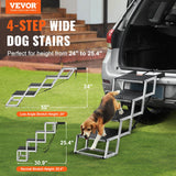 Dog Steps & Ramps: VEVOR Dog Stair for Cars 4-step Folding Dog Steps Aluminum Loads up to 150 lbs, Foldable 24-25.4 in Adjustable Height