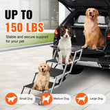 Dog Steps & Ramps: VEVOR Dog Stair for Cars 4-step Folding Dog Steps Aluminum Loads up to 150 lbs, Foldable 24-25.4 in Adjustable Height