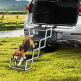 Dog Steps & Ramps: VEVOR Dog Stair for Cars 4-step Folding Dog Steps Aluminum Loads up to 150 lbs, Foldable 24-25.4 in Adjustable Height