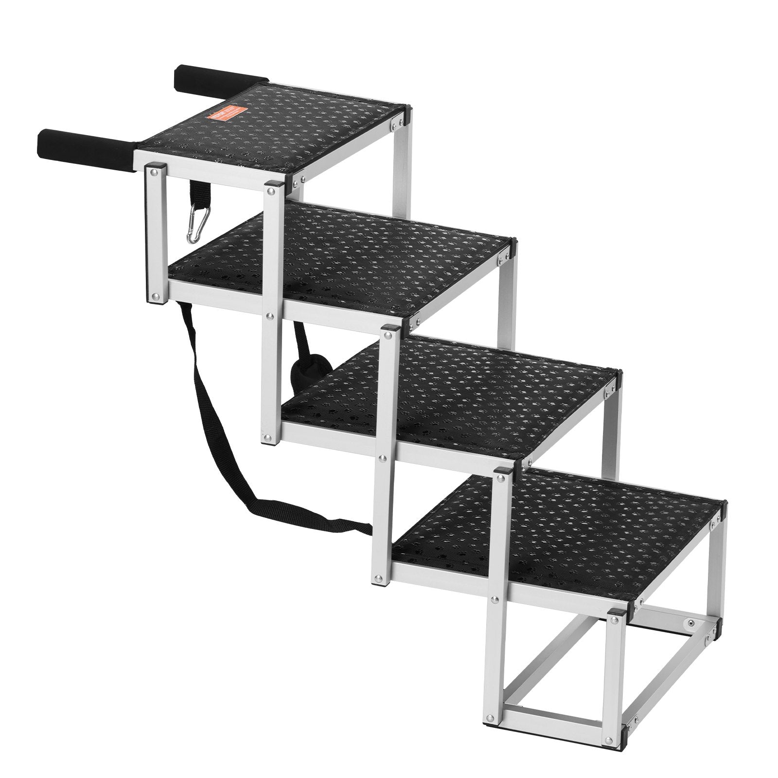 Dog Steps & Ramps: VEVOR Dog Stair for Cars 4-step Folding Dog Steps Aluminum Loads up to 150 lbs, Foldable 24-25.4 in Adjustable Height
