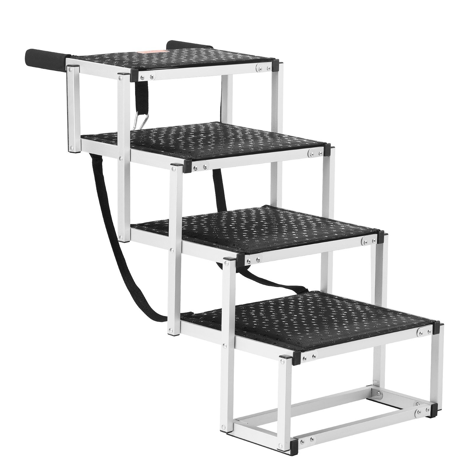 Dog Steps & Ramps: VEVOR Dog Stair for Cars 4-step Folding Dog Steps Aluminum Loads up to 150 lbs, Foldable 24-25.4 in Adjustable Height