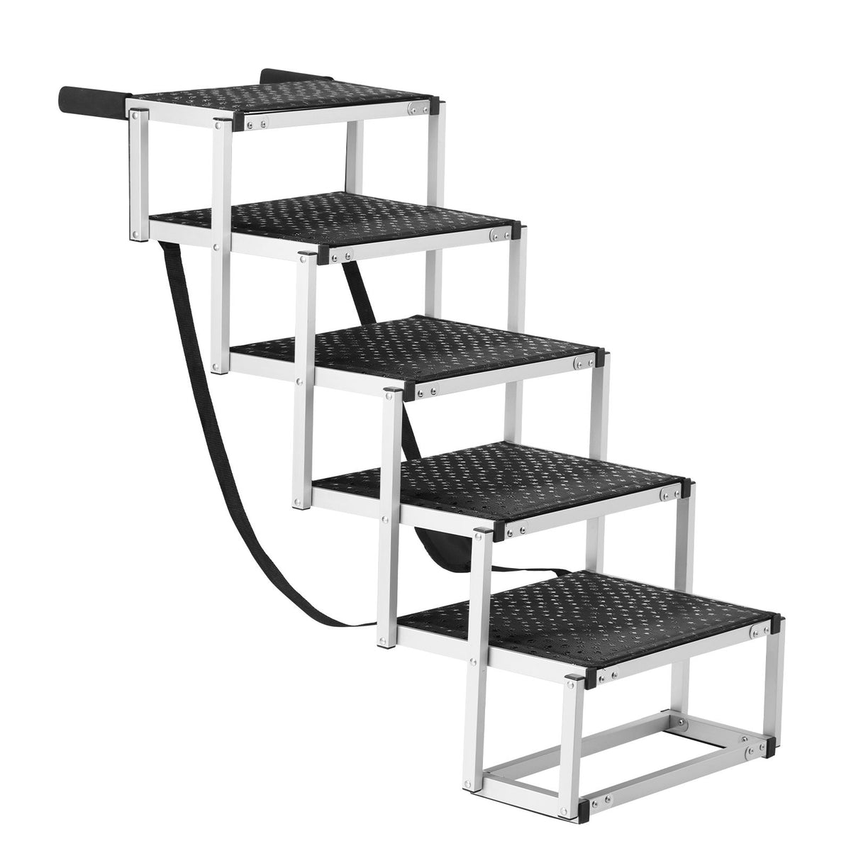Dog Stair for Cars, Wide 5-step Dog Car Steps, Folding Dog Car Ramp with Nonslip Surface, Portable Pet Steps Lightweight Aluminum for Car, SUV and Truck, Supports up to 150 lbs