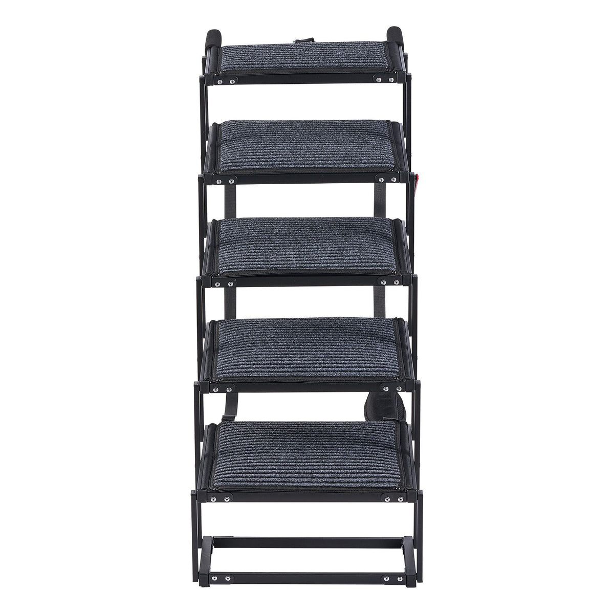 Dog Stairs for Car, 5 Steps Extra Wide Foldable Dog Ramp for Large Dogs with Non-Slip Rug Surface, Portable Lightweight Pet Ladder for Car, SUV, Truck, High Beds, Sofas, Support up to 91 kg