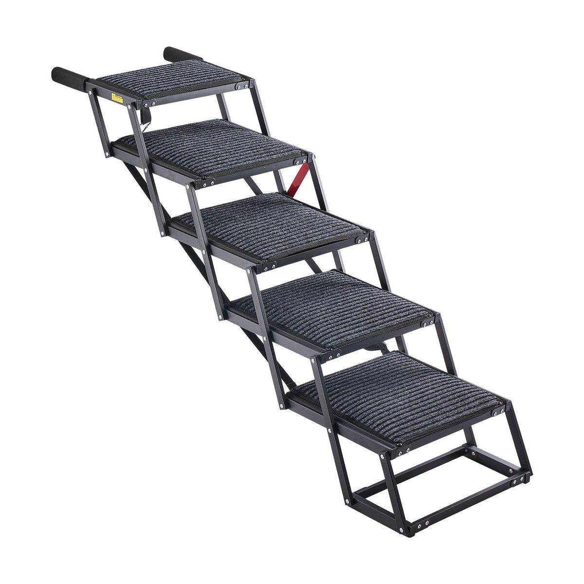 Dog Stairs for Car, 5 Steps Extra Wide Foldable Dog Ramp for Large Dogs with Non-Slip Rug Surface, Portable Lightweight Pet Ladder for Car, SUV, Truck, High Beds, Sofas, Support up to 91 kg