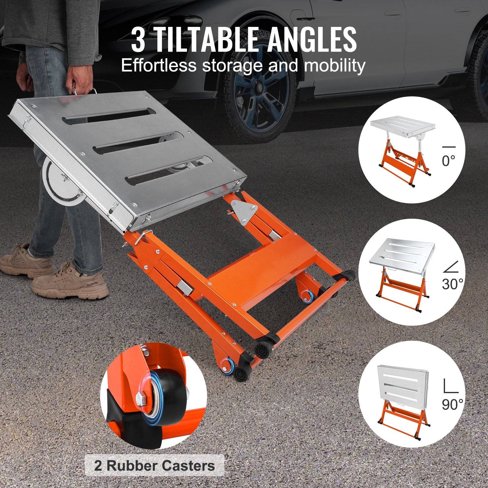 Tool Sockets: VEVOR Welding Table 30" x 20", 400lbs Load Capacity Steel Welding Workbench Table on Wheels, Folding Work Bench with Three 1.1" Slot, 3 Tilt Angles, Adjustable Height, Retractable Guide Rails